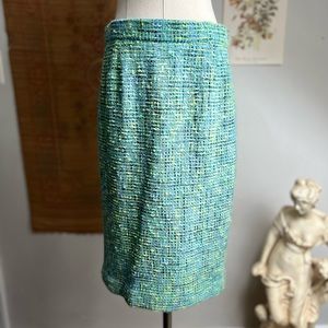 Derrick Coleman Wool Tweed Blue Pencil Skirt size 10 Medium